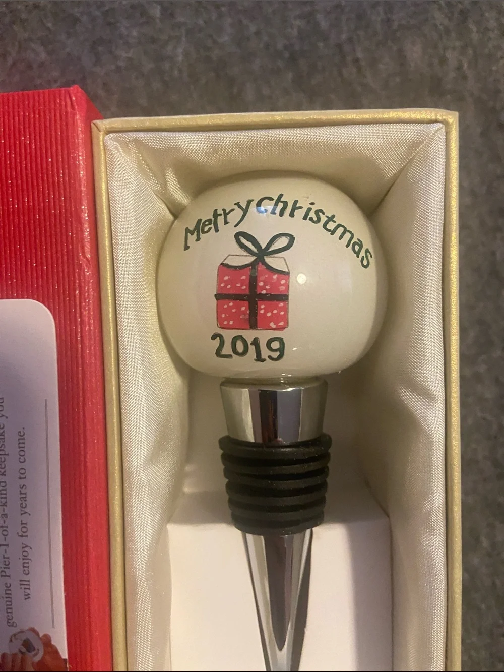 Pier 1 Imports Li Bien Christmas Bottle Stopper